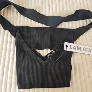 I.AM.GIA Inca Black Ribbed Knit Top
